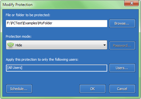 Các thiết lập của File Lock