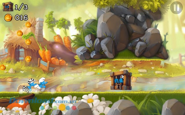 Giải cứu nhân vật Xì Trum trong game Smurfs Epic Run