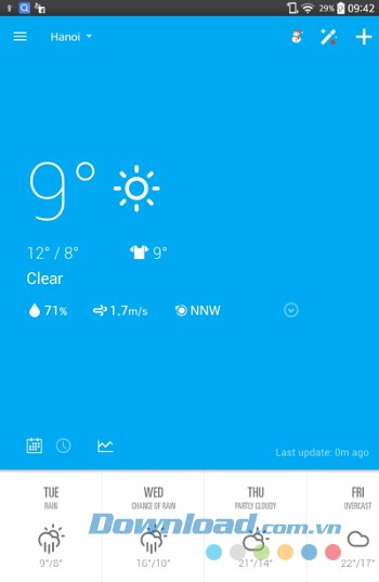 Giao diện của Amber Weather