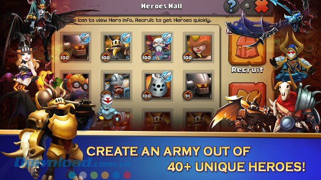 Clash of Lords 2 gồm hơn 40 anh hùng 