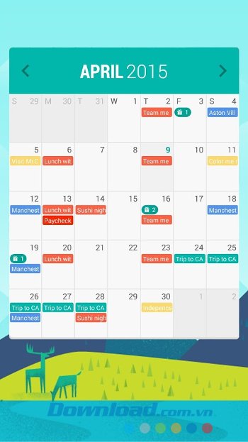 Xem lịch theo tháng với Month