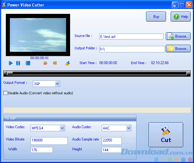 Giao diện của Power Video Cutter