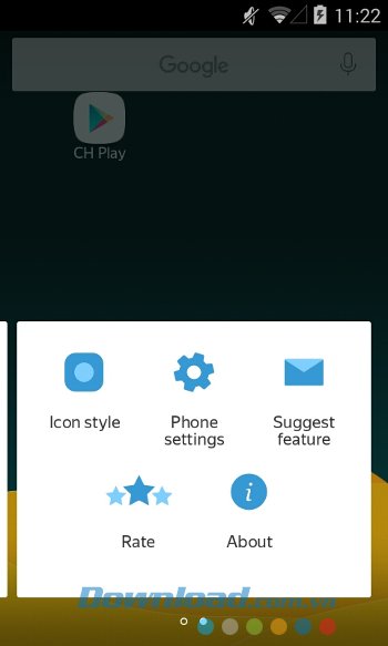 Các thiết lập của Yandex Launcher 