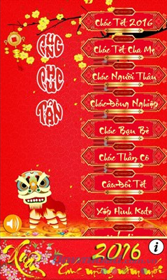 Giao diện chính của ứng dụng Chúc Tết 206