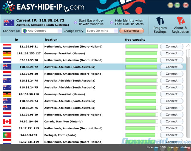 Giao diện của Easy-Hide-IP