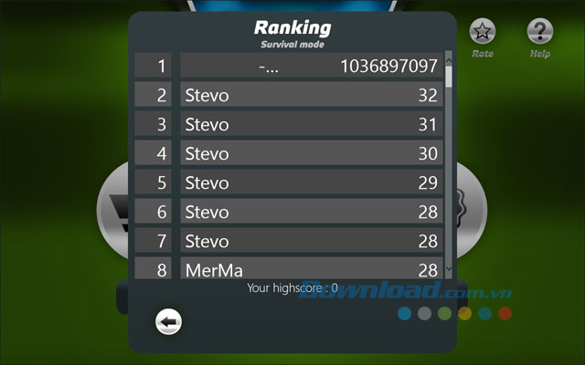 Bảng xếp hạng trong chế độ Survival Mode