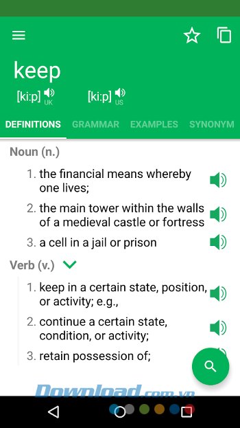 Giao diện ứng dụng Erudite Dictionary