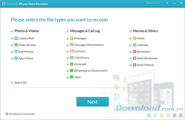 Chọn loại file muốn khôi phục Chọn loại file muốn khôi phục