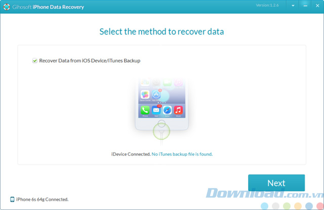 Giao diện của iPhone Data Recovery Giao diện của iPhone Data Recovery
