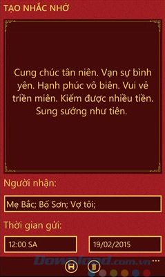 Tạo nhắc nhở gửi tin nhắn chúc tết