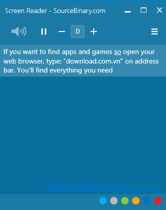 Giao diện chính của Screen Reader