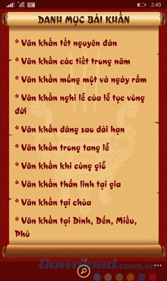 Danh mục các bài khấn