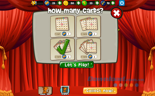 Chọn tối đa 4 thẻ trong game
