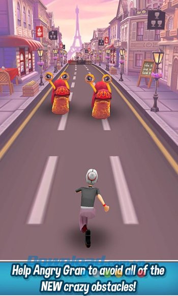 Giúp bà già vượt qua vật cản trên đường trong game Angry Gran Run