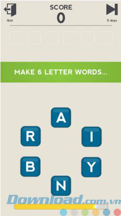 6 chữ cái cho sẵn của game