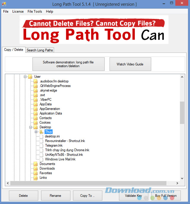 Giao diện phần mềm Long Path Tool
