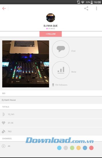 Giao diện nghe audio của Mixlr 
