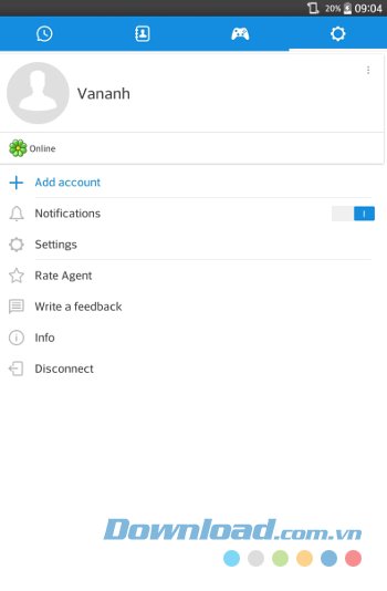 Quản lý tài khoản trên Mail.Ru Agent