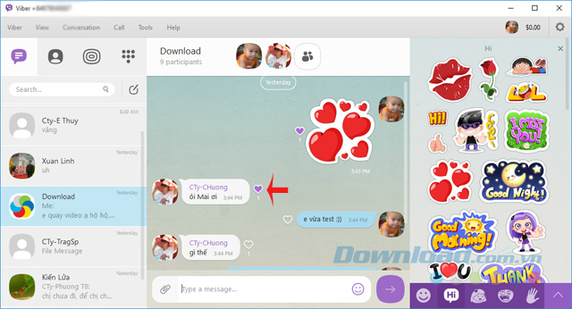 Like tin nhắn trong group chat