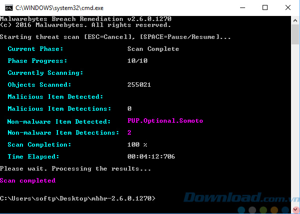 Hiển thị kết quả quét Hiển thị kết quả quét
