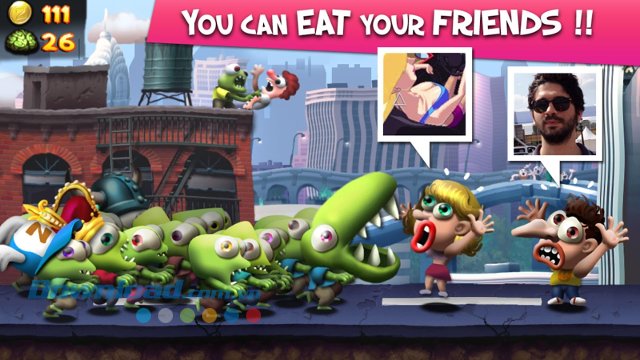 Thử thách bạn bè trong game Zombie Tsunami