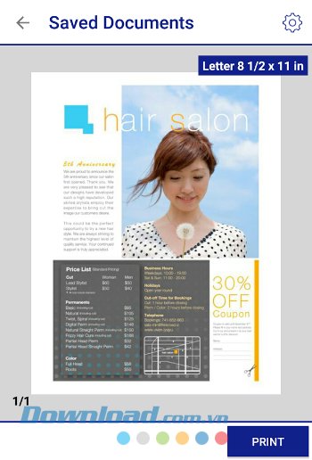 In tài liệu đã lưu với Epson iPrint