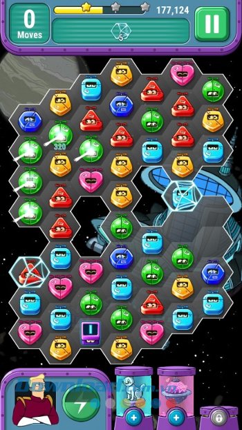 Lối chơi match-4 trong game Futurama: Game of Drones