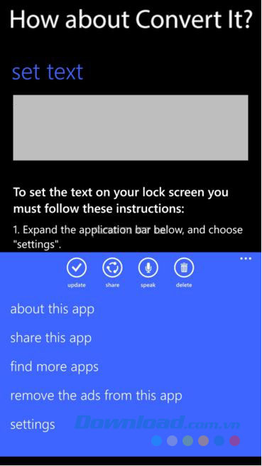 Các lựa chọn trong ứng dụng
