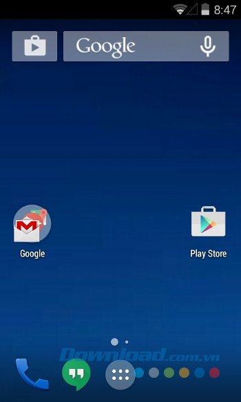 Màn hình chủ sau khi áp dụng KitKat Launcher