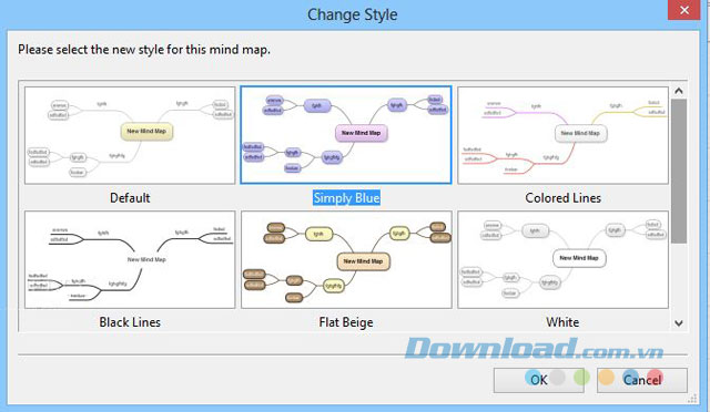 Lựa chọn style cho bản đồ tư duy