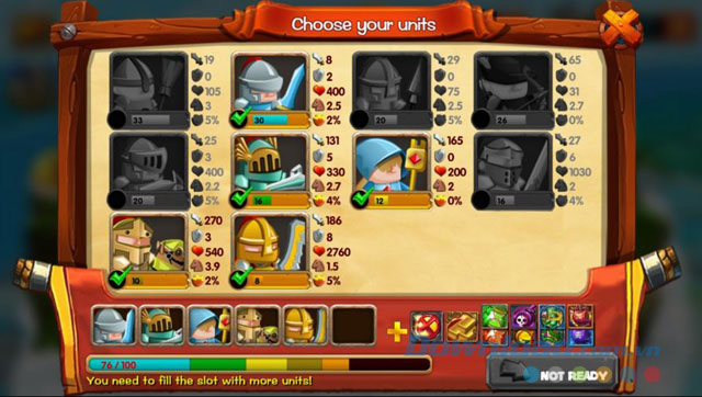 Các lựa chọn chiến binh trong game