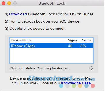 Giao diện ứng dụng Bluetooth Lock