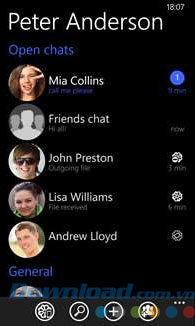 Danh sách bạn bè trong ứng dụng