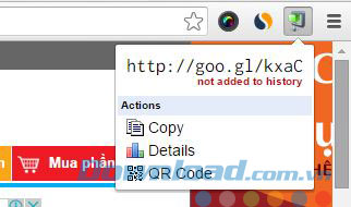 Lựa chọn sau khi link được rút gọn