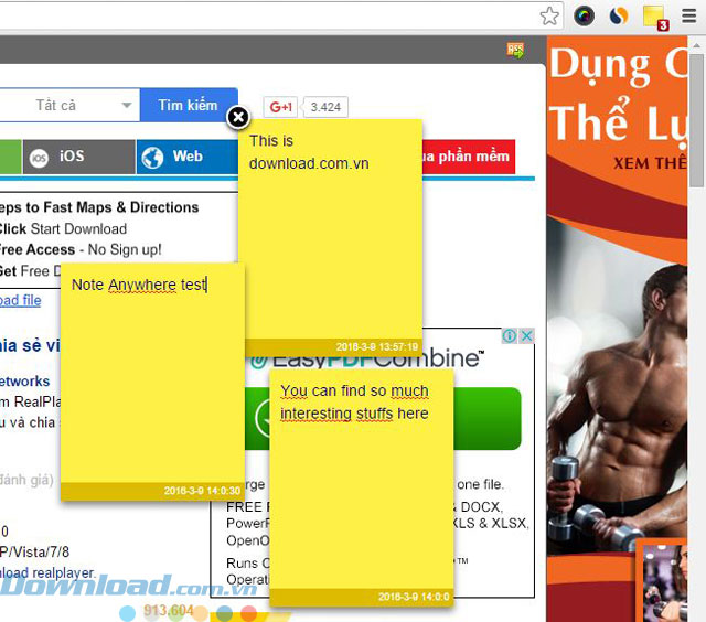 Thêm ghi chú cho từng website trên trình duyệt