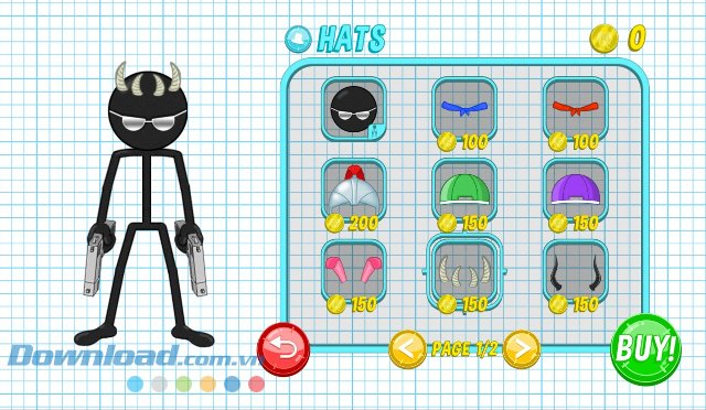 Tùy biến nhân vật trong game Gun Fu: Stickman 2