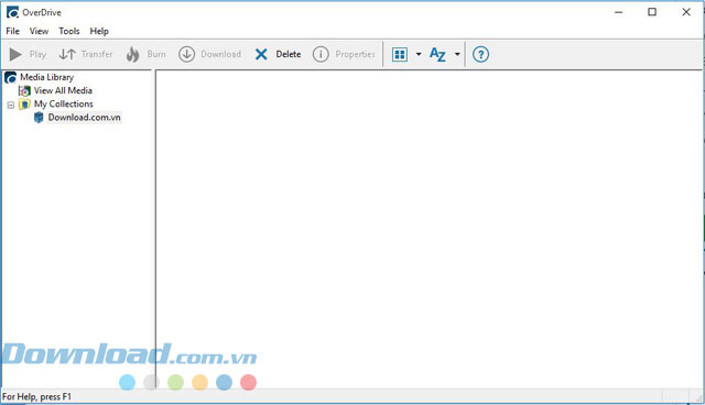 Giao diện ứng dụng OverDrive trên máy tính