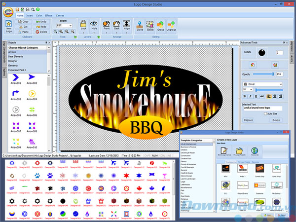 Giao diện của Logo Design Studio