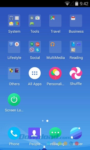 Trang phụ sau khi áp dụng ACOS Launcher