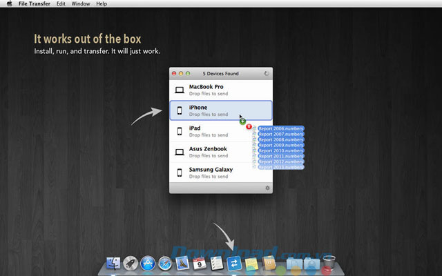 Giao diện ứng dụng chia sẻ dữ liệu File Transfer cho Mac