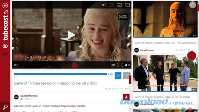 Giao diện phát video của ứng dụng Giao diện phát video của ứng dụng