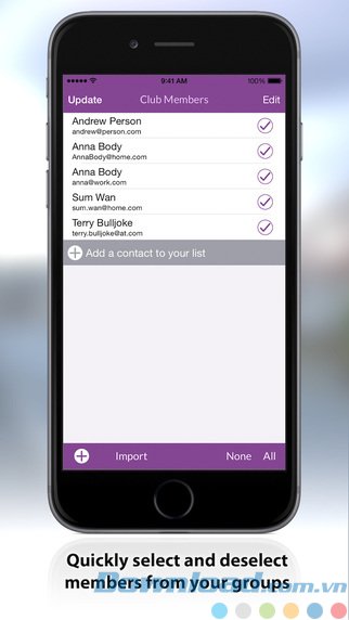 Chọn hoặc bỏ chọn thành viên