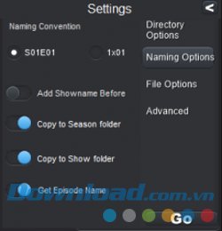  Mục Naming Options của TV Show Renamer