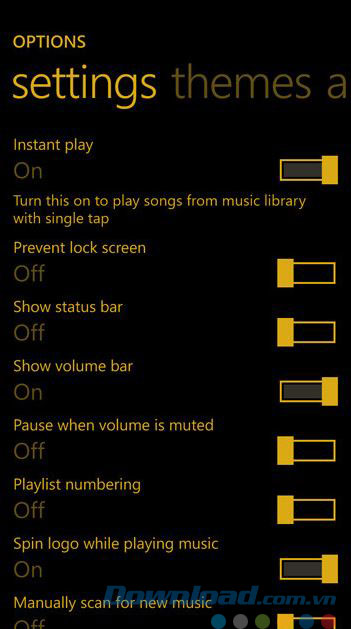 Các lựa chọn cài đặt ứng dụng Các lựa chọn cài đặt ứng dụng