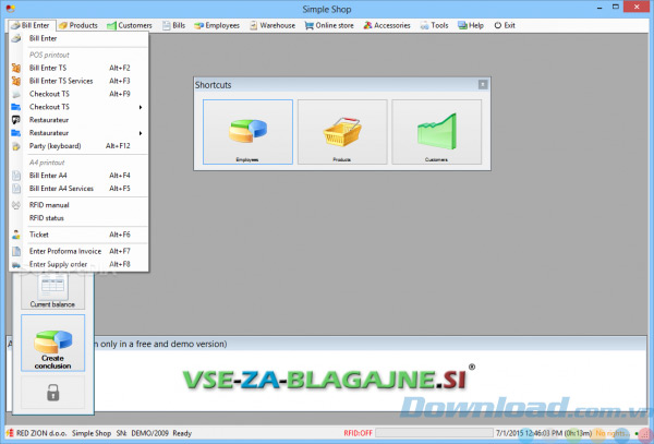 Giao diện chính của Simple Shop