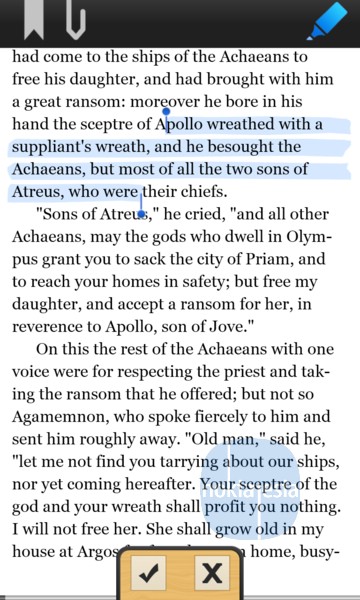 Giao diện đọc sách của ứng dụng Giao diện đọc sách của ứng dụng