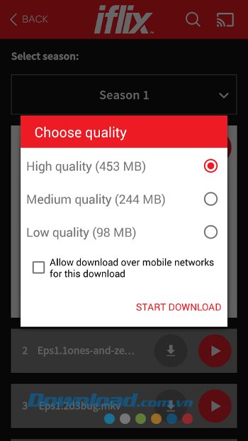 Lựa chọn chất lượng phim để xem trên iflix