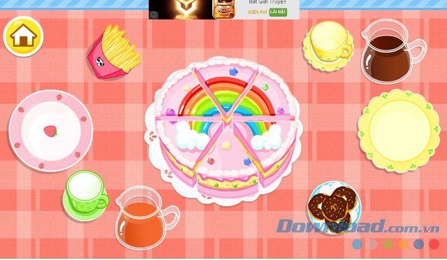 Birthday Party với giao diện xếp đồ ăn lên bàn tiệc 