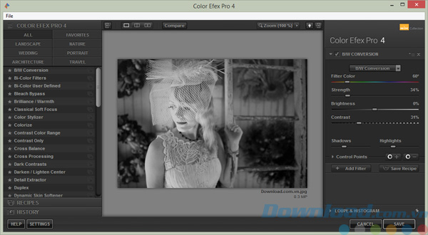Giao diện của Color Efex Pro