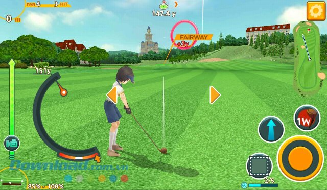 Các nút điều khiển mượt mà trong game Eagle: Fantasy Golf 